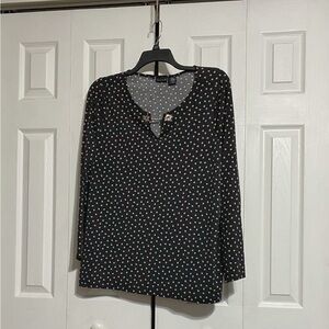 Tahari black dot blouse top shirt size 2X